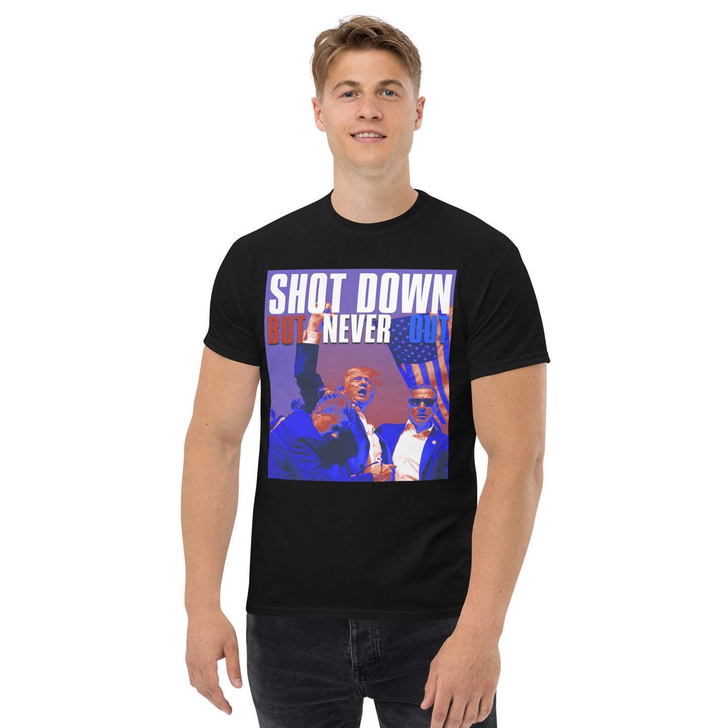 Shot Down But Never Out - TRUMP 2024 T-Shirt