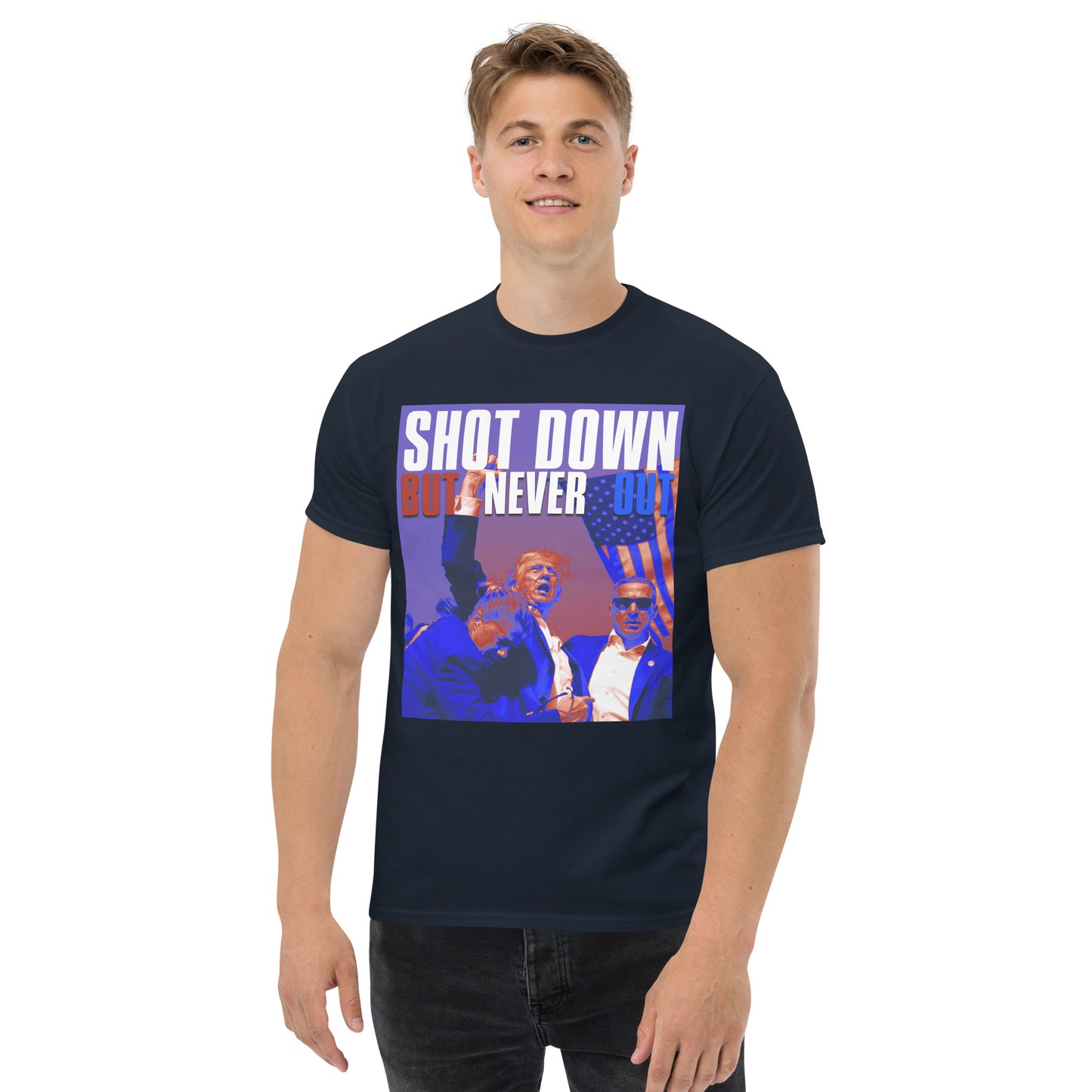 Shot Down But Never Out - TRUMP 2024 T-Shirt